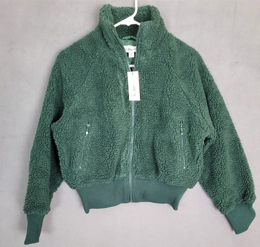 The Drop Women's Lee Sherpa Bomber Jacket Trek Green Size XXS